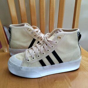 ADIDAS Nizza Sneakers High Top Off White Black US W 7